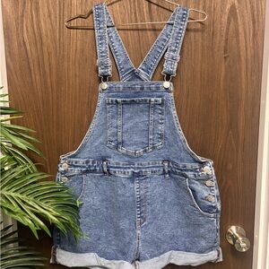 Ava‎ & Viv Denim Short Overalls Rolled Hem Bib Shorts Size 16